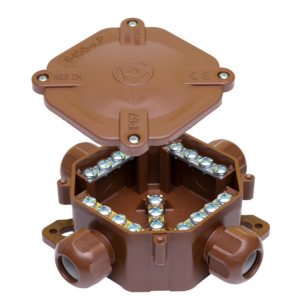 Krabica rozvodná 6455-11 5.P/7 ACIDUR 3 125x125x45mm hnedá | Obrázok 1 | najmaterial.sk