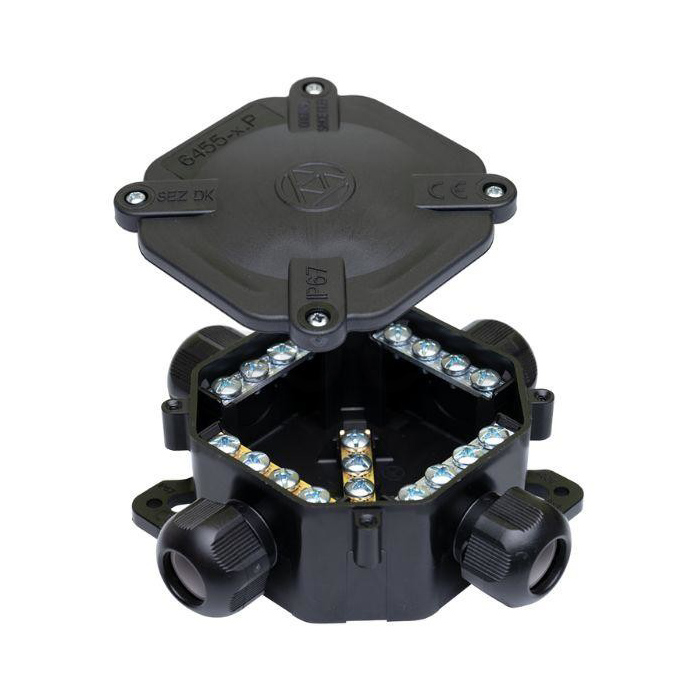 Krabica rozvodná 6455-11 5.P/5 ACIDUR 3 125x125x45mm čierna | Obrázok 1 | najmaterial.sk